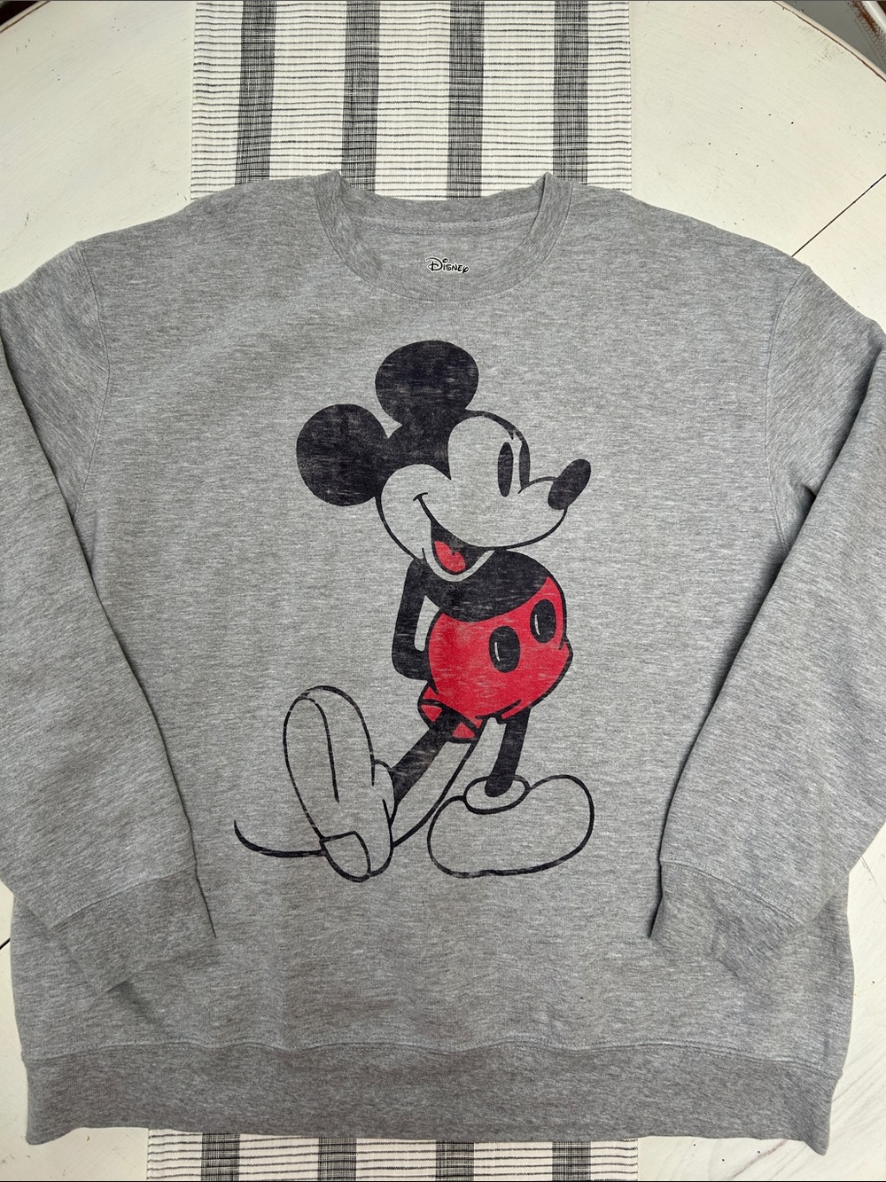 Gray Mickey Graphic Crewneck Sweatshirt - Men XL